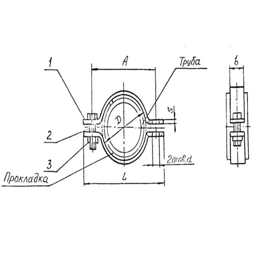 Подвески судовых трубопроводов. Тип 1 0.03x44x2.9 мм 08Х18Н10Т ТУ 5-89 РИДФ.301525.001